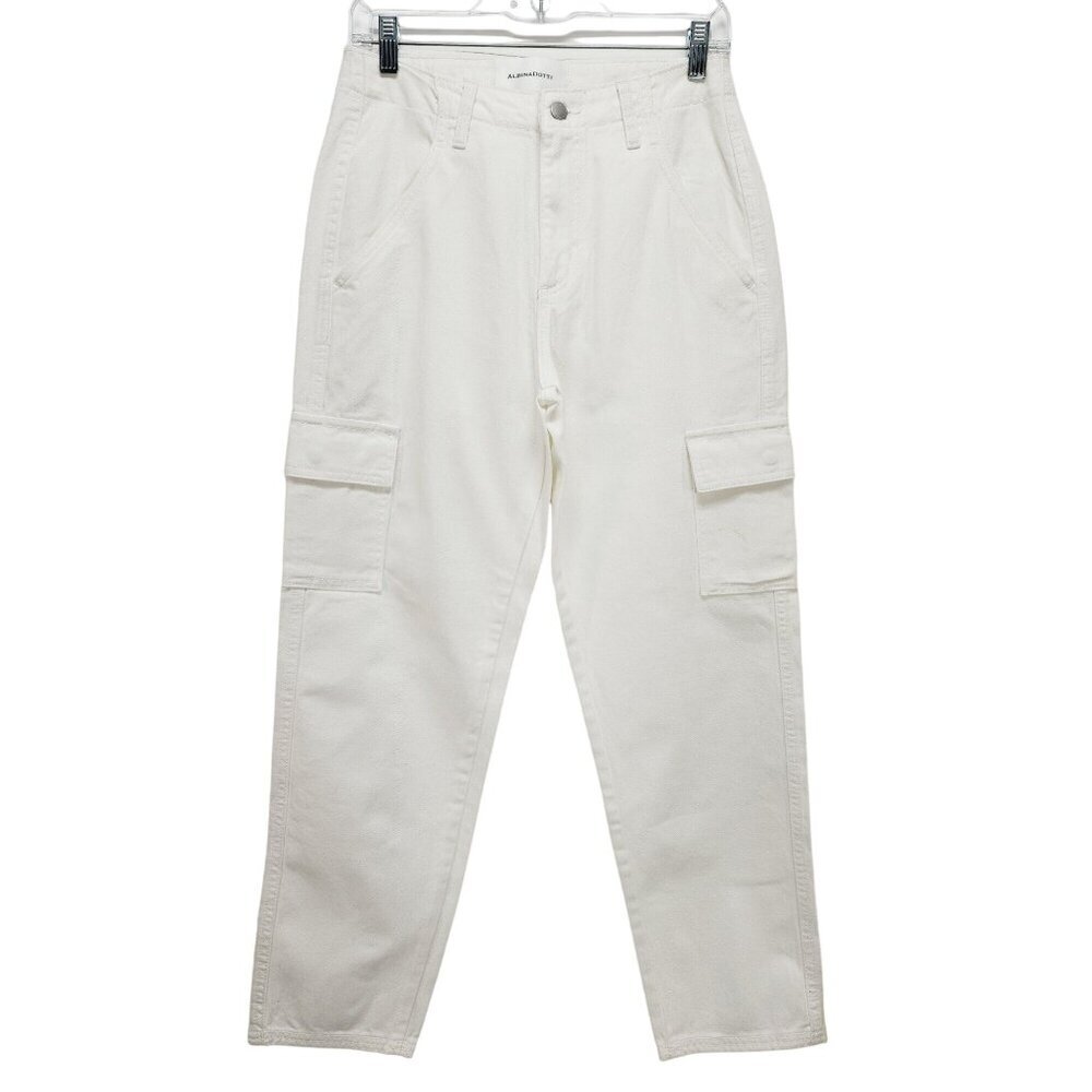 Albina Dotti cargo jeans Womens 2/R White  With Green Back Pockets